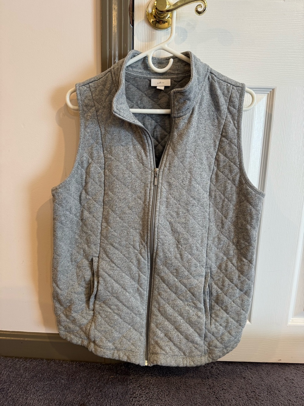 J Jill Quilted Zip-Front Women's Vest - Gray